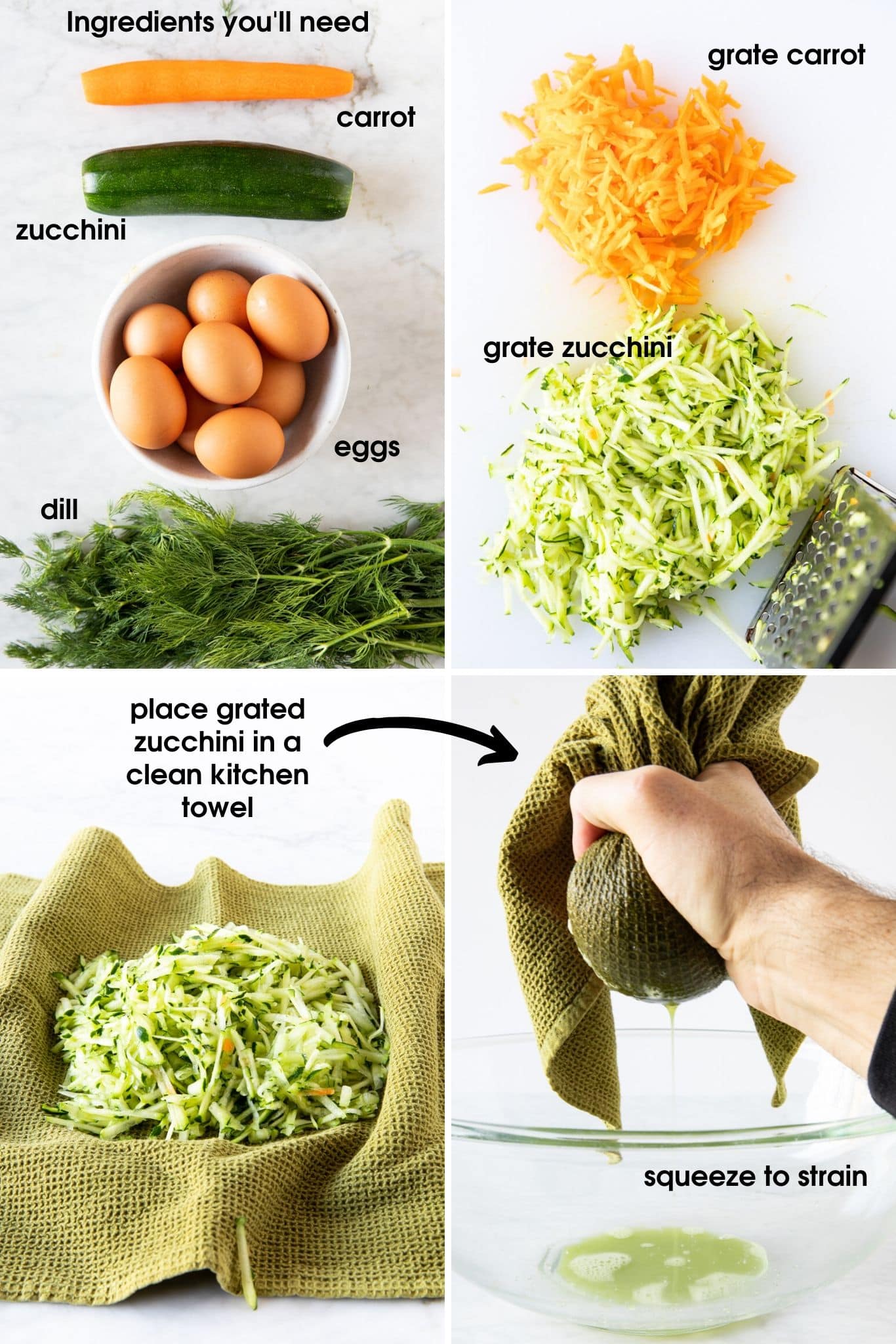 Steps to make crustless carrot zucchini quiche
