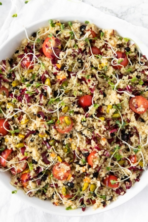 Quinoa Salad With Cherry Tomatoes, Radicchio, and Pistachios from verygoodcook.com